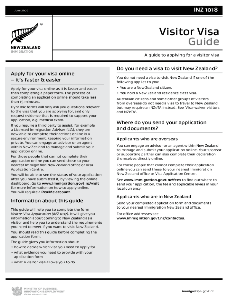  a Guide to Applying for a Visitor Visa INZ 1018 2022-2024