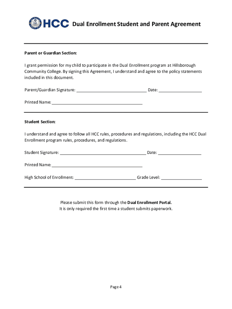 Hcc Student Parent Agreement Fill Out &amp;amp; Sign Online  Form