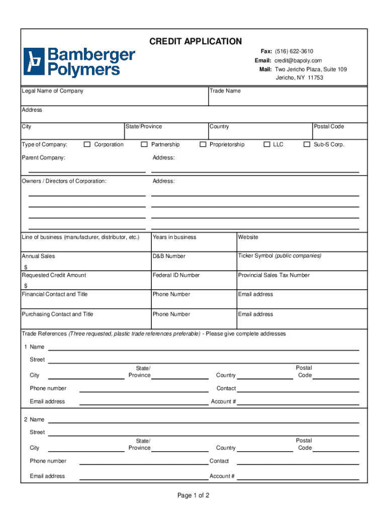  Credit Application Form 2017-2026