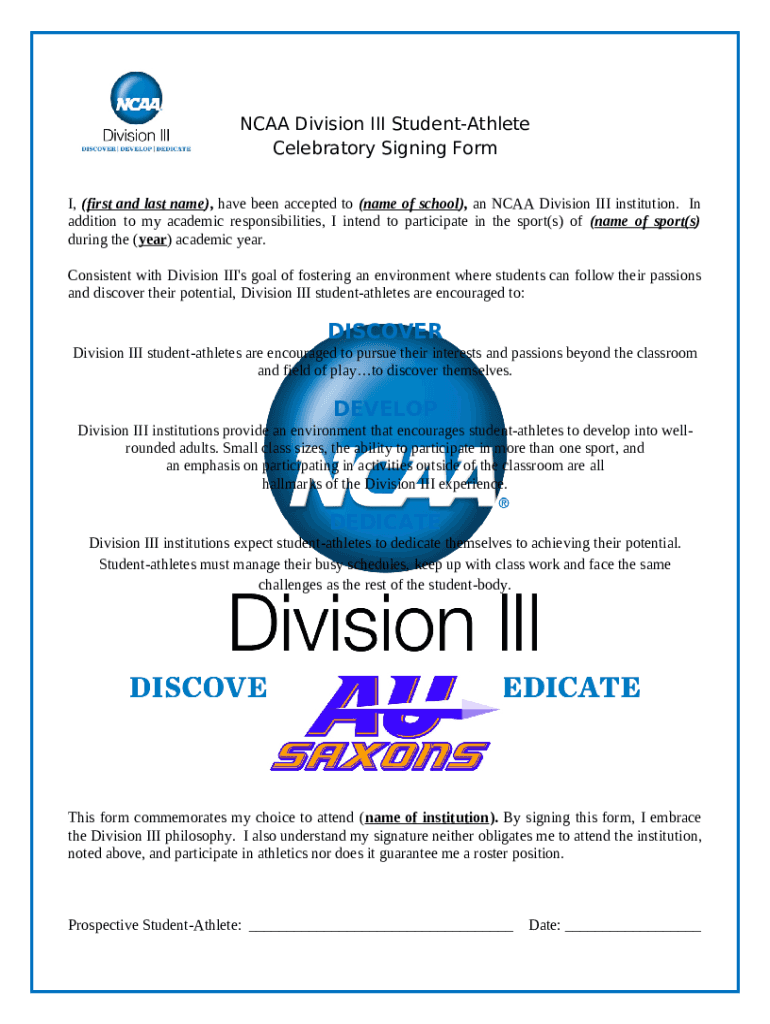 Division III Celebratory Signing Form