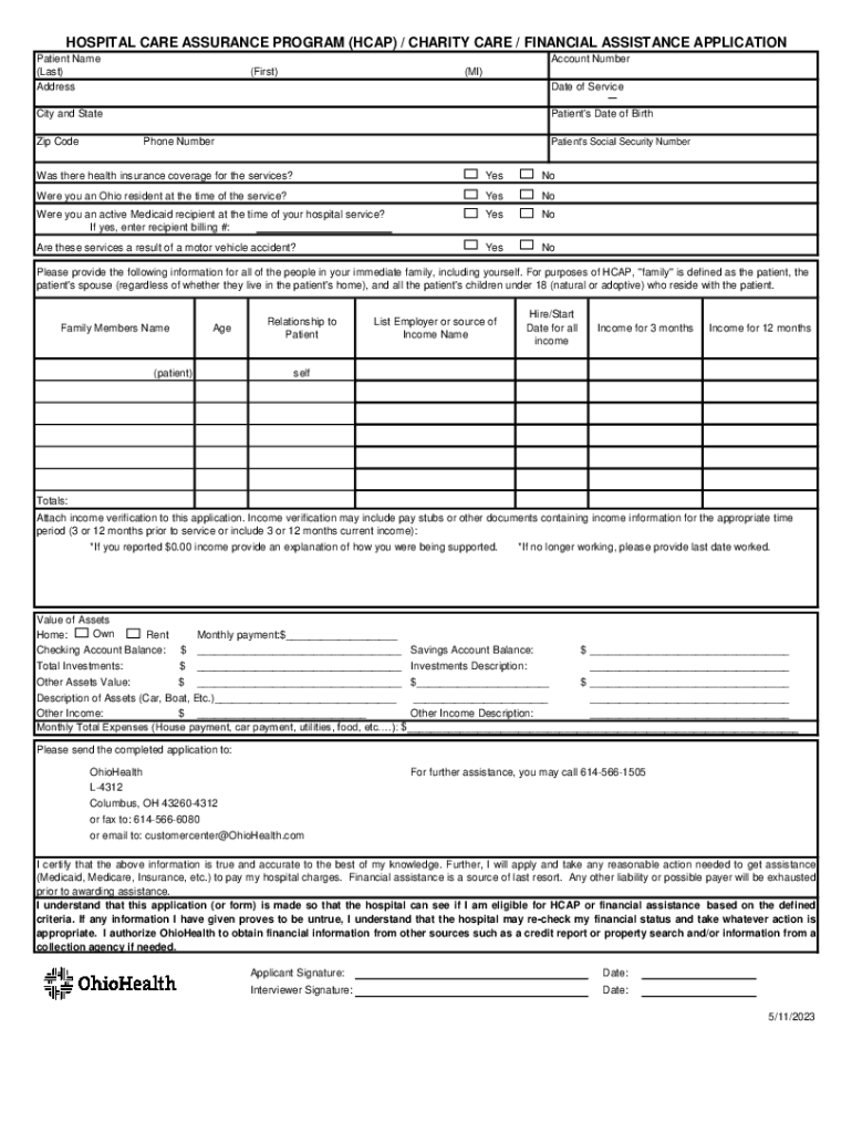  Fill Ohio Health Financial Assistance Online Application 2023-2024