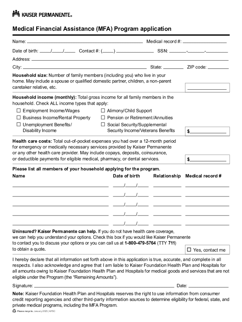  Form Kaiser Permanente MFAP Fill Online, Printable 2023-2024