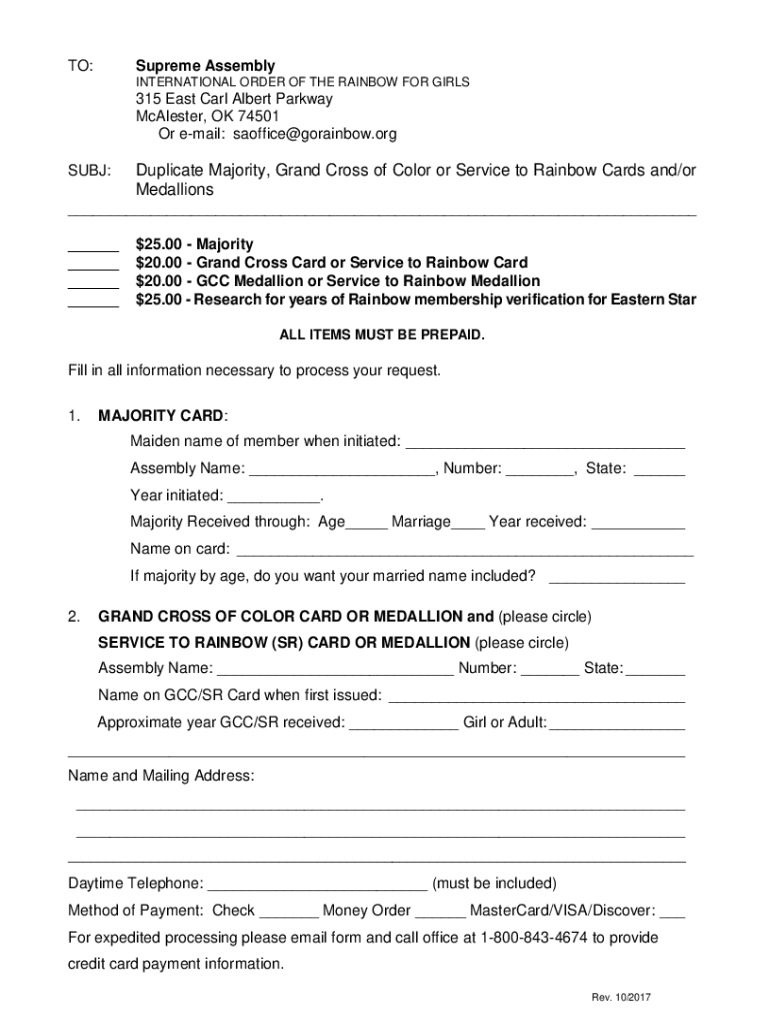  Rainbow Supreme Assembly I O R G Company Profile 2017-2024