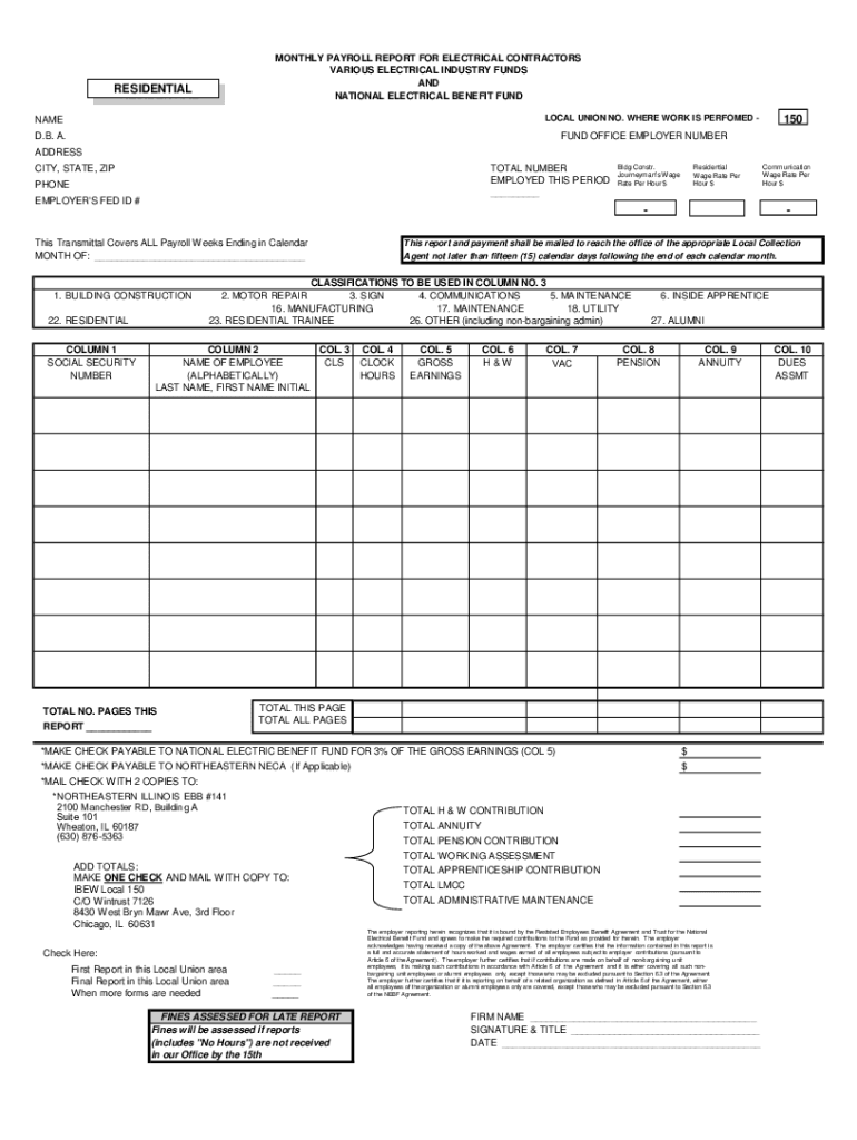 RESIDENTIAL IBEW Local 150 Fringe Benefit Funds  Form