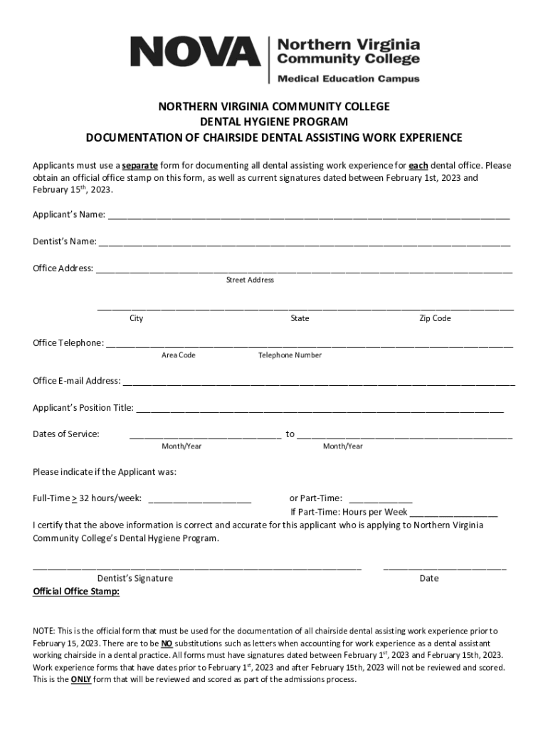 DNH Application Work Experience Form 21 DOCX