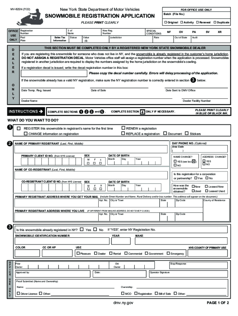  Snowmobile Registration Application 2022-2024