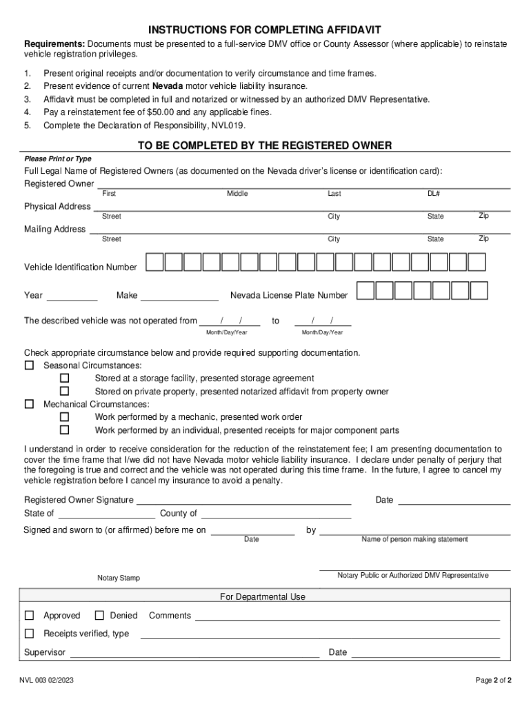  VP 018 Affidavit of Non Operation 2023-2024