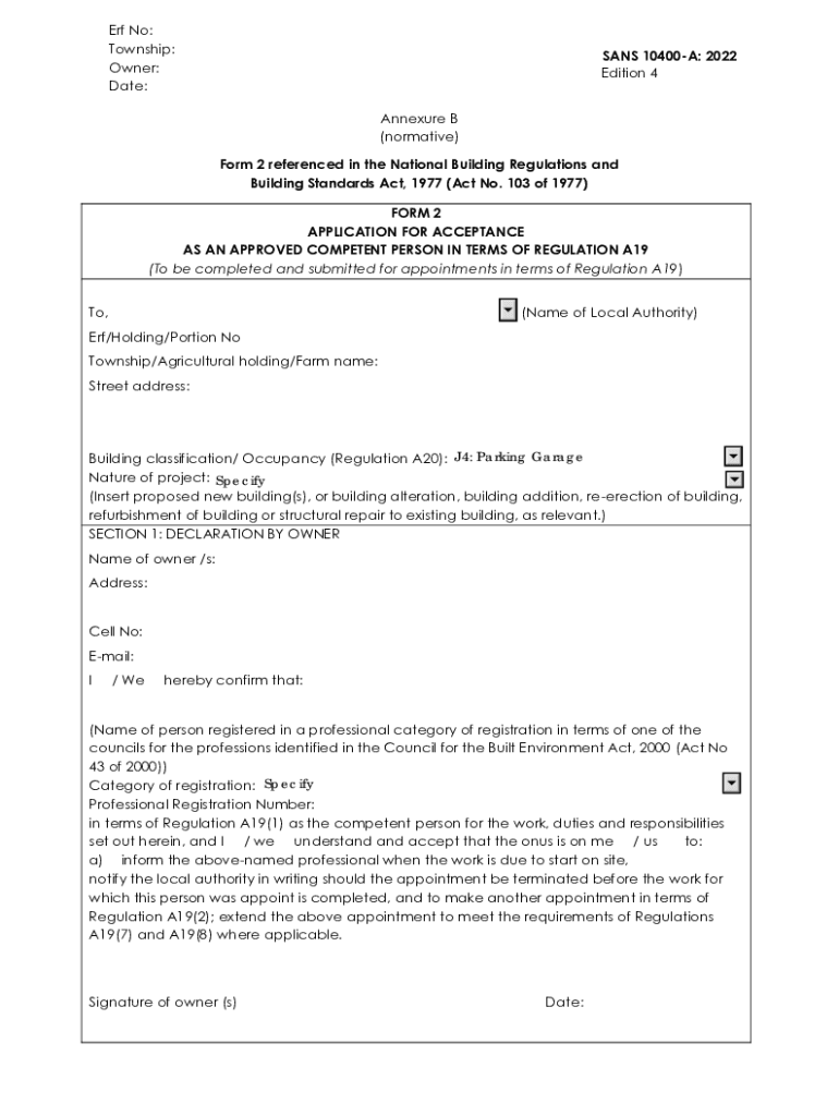  SANS10400 a FORM 2 PDF 2016