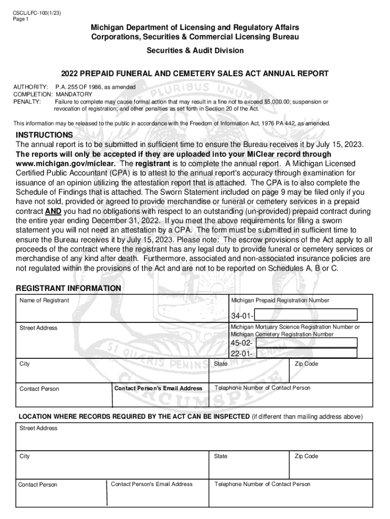  Michigan Department of Licensing and 2022-2024