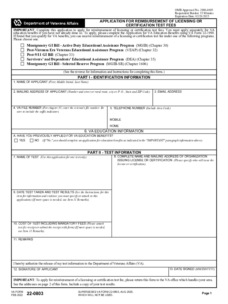  VA Benefits Reimbursement Forms 2022-2024