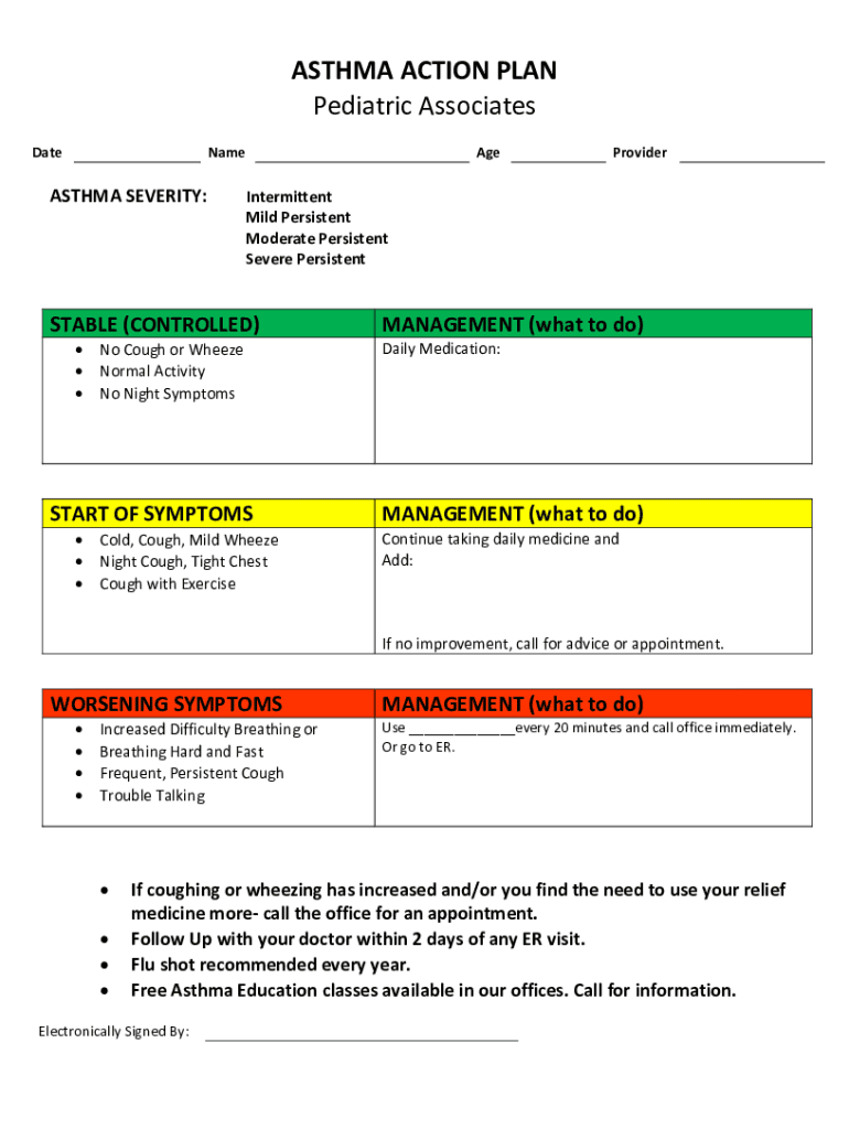 AsthmaActionPlan EHR DOC  Form