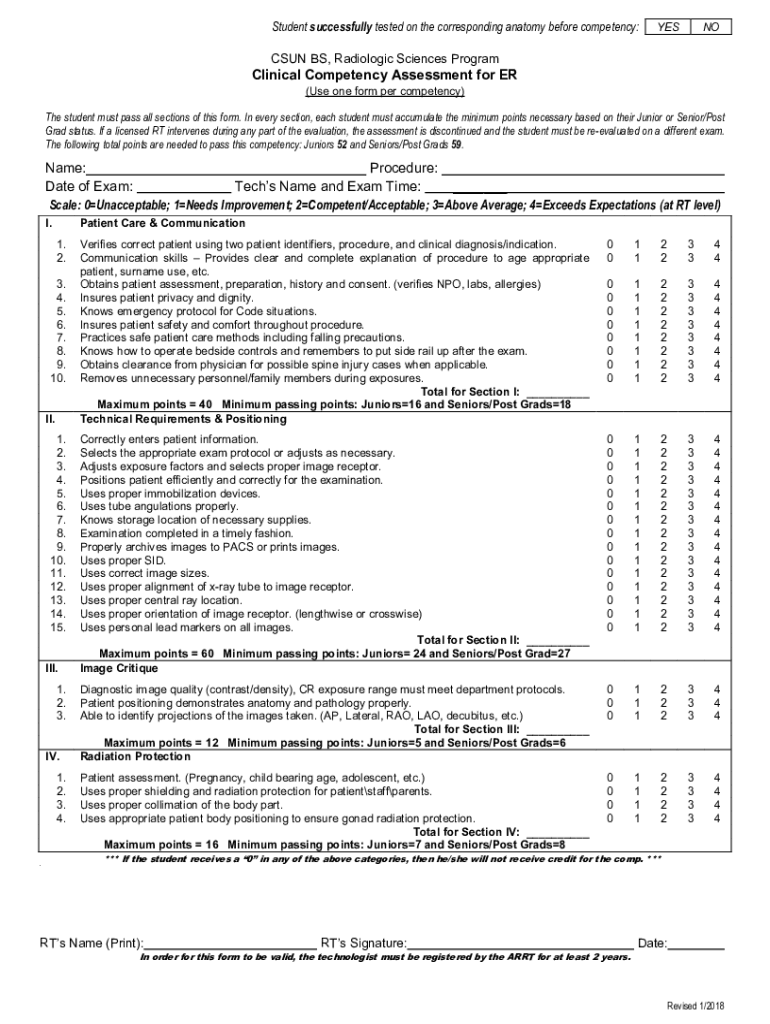 Bachelor of Science Degree in Radiologic and Imaging  Form