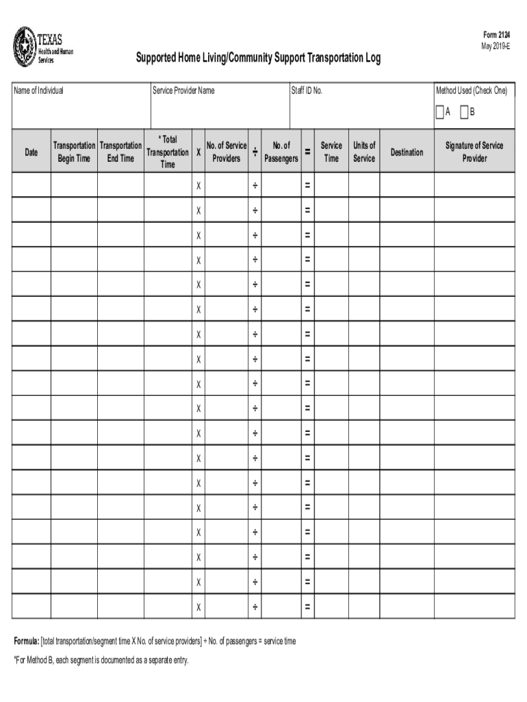 Form 2124, Supported Home LivingCommunity Support