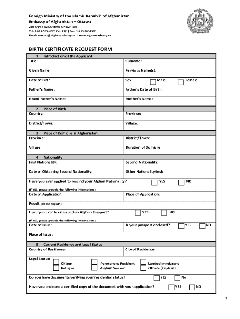 Police Clearance Certificate Afghanistan Fill Online  Form