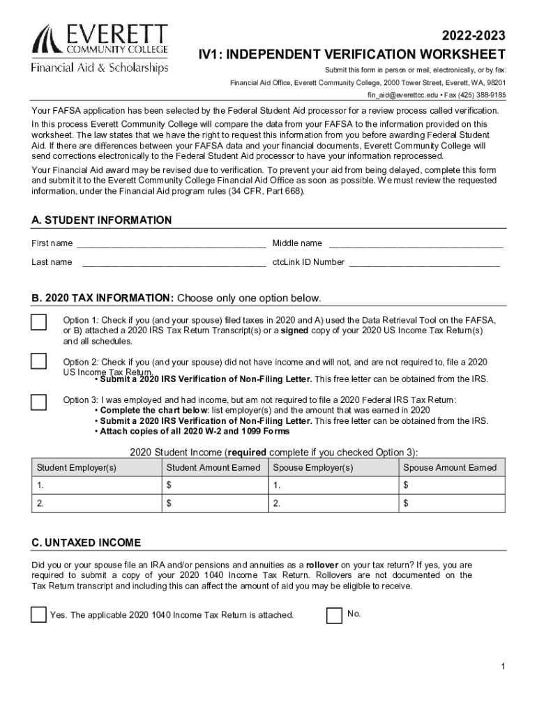  Iv1 Independent Verification Worksheet 2022-2024