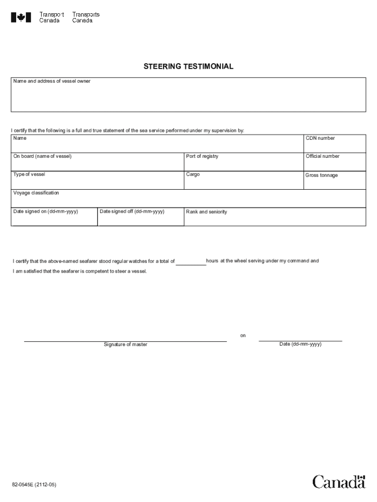 Steering Testimonial Fill and Sign Printable Template  Form