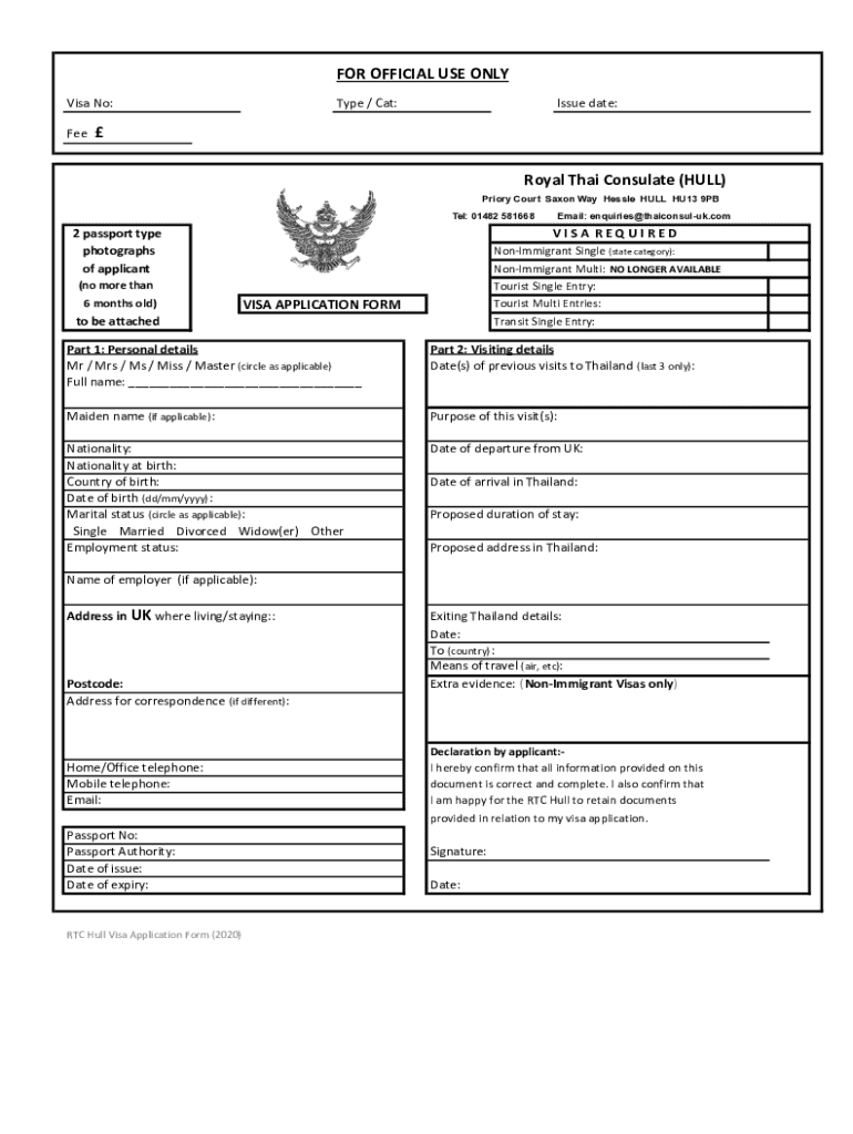 Thai Consulate Hull Form Fill Out and Sign Printable PDF