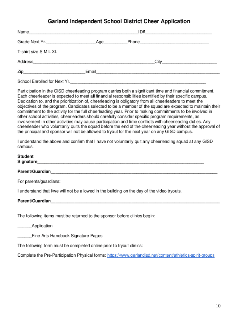 23 24 Season Sport of Cheer Tryout Info  Form