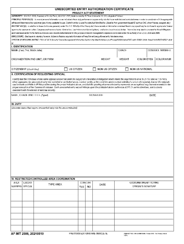 RESTRICTEDCONTROLLED AREA COORDINATION AREA NUMBE  Form