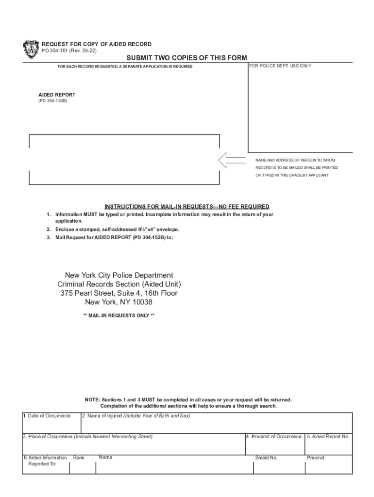  REQUEST for COPY of AIDED RECORD PD 304161 Rev 0 2022-2024