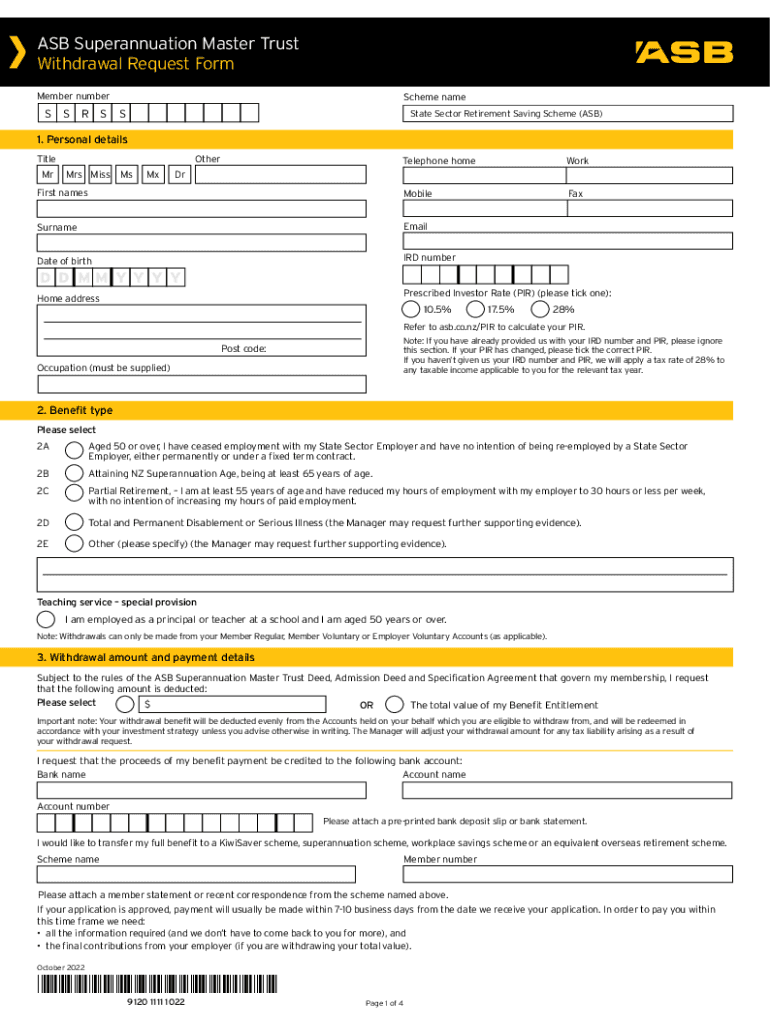  ASB Superannuation Master Trust Withdrawal Request 2022-2024