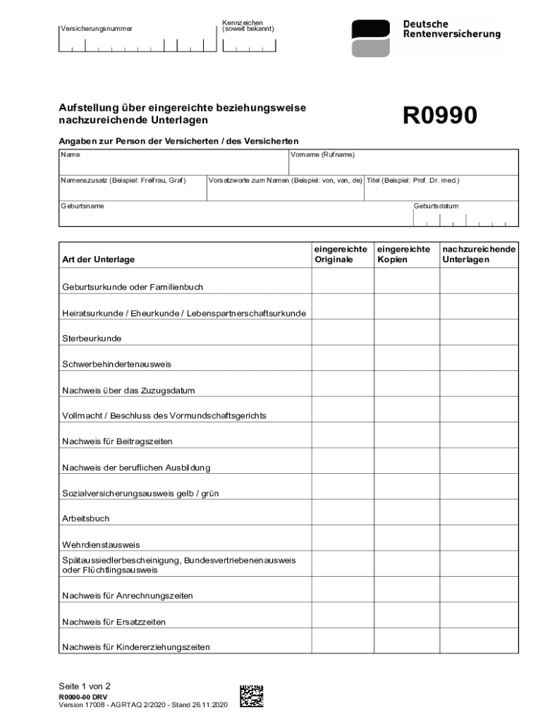 R0990 Internetformular Deutsche Rentenversicherung