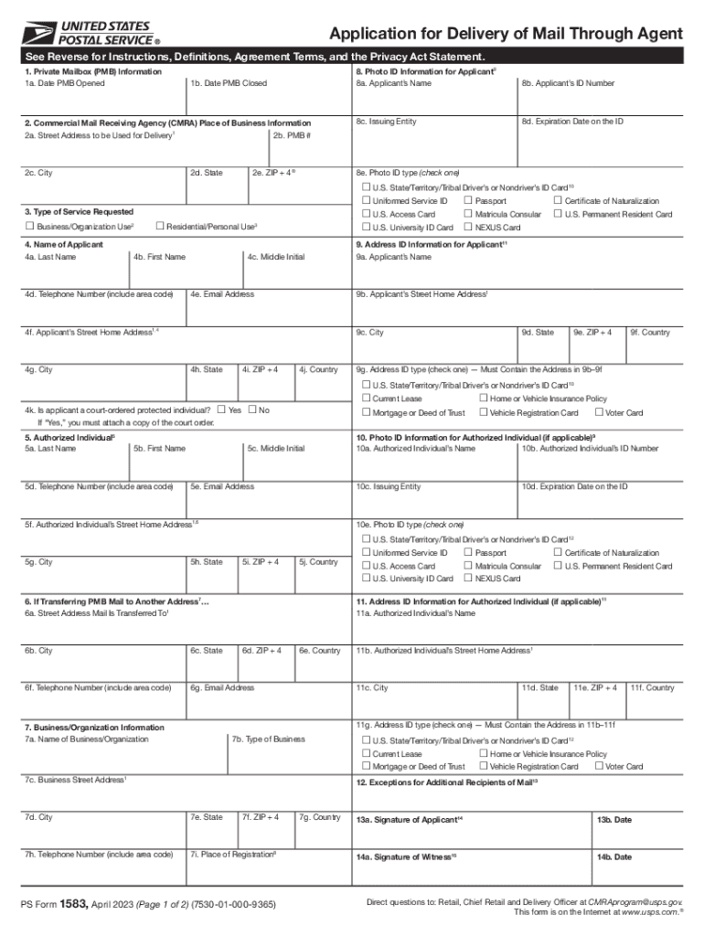  How to Complete USPS Application for Delivery of Mail 2023-2024