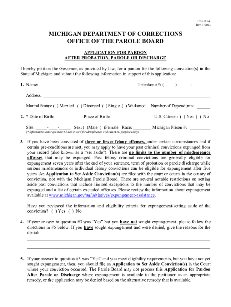  CFJ 515 Pardon Commutation Application 2023-2024