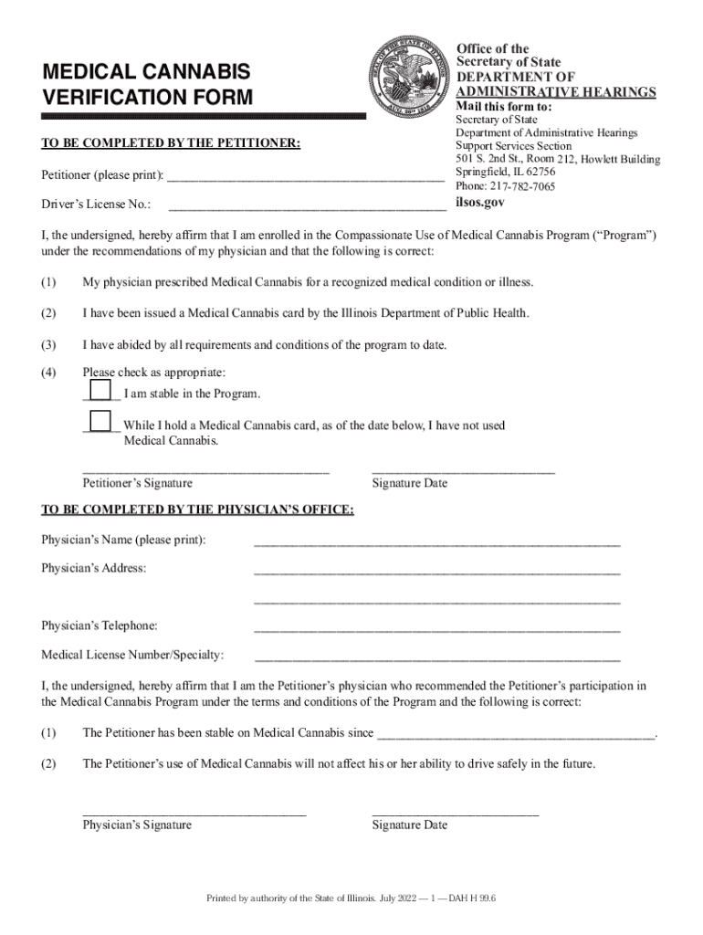  Medical Cannabis Verification Form 2023-2024