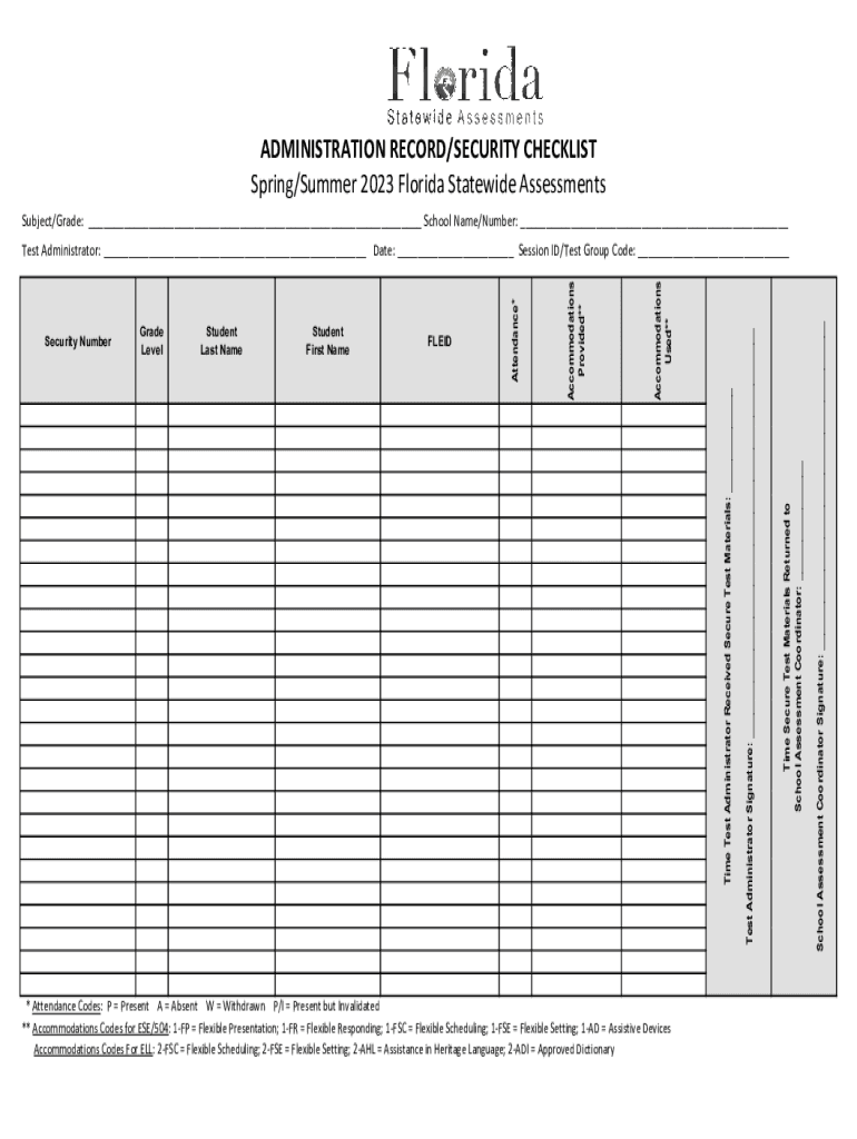 ADMINISTRATION RECORDSECURITY CHECKLIST  Form