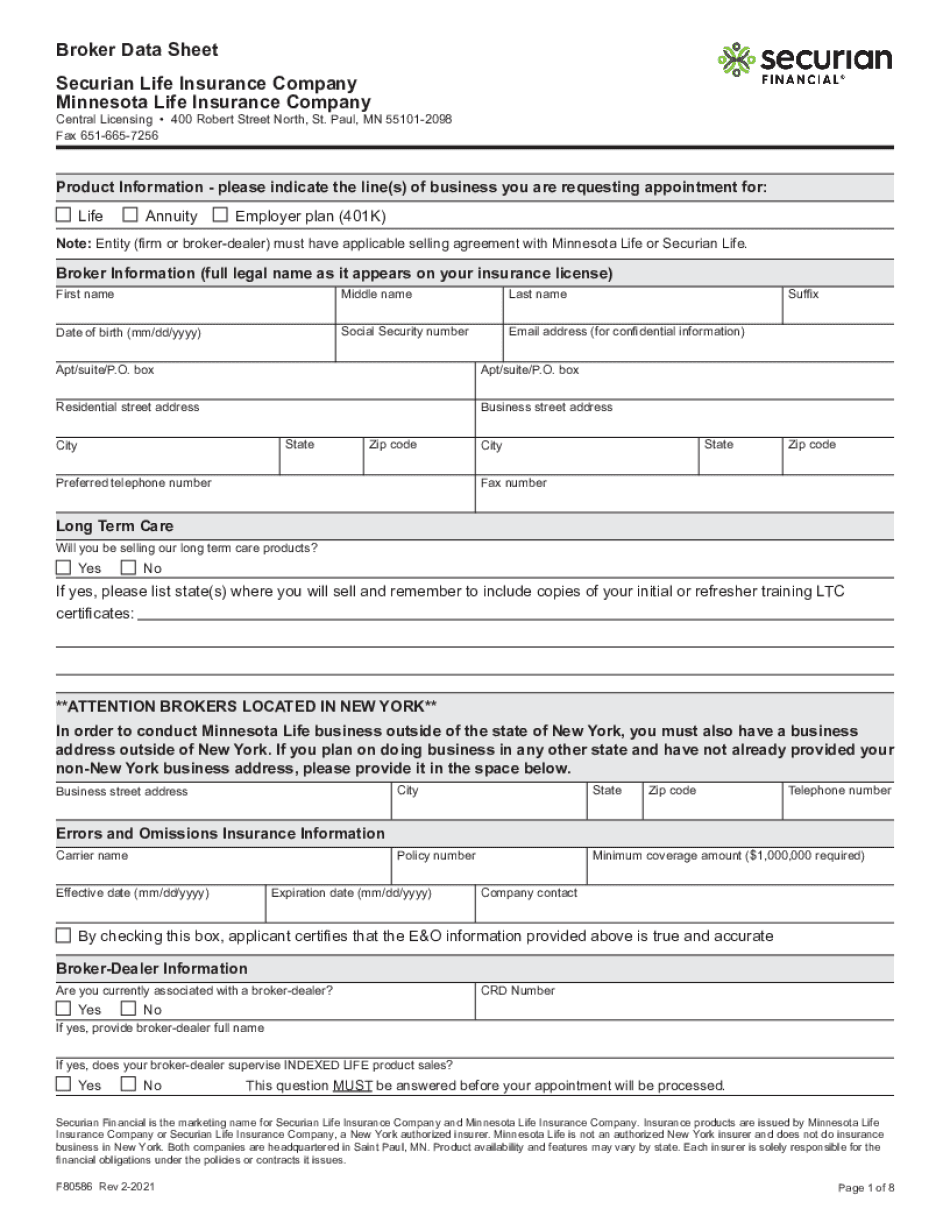  Broker Data Sheet Securian Life Insurance Company 2021-2024