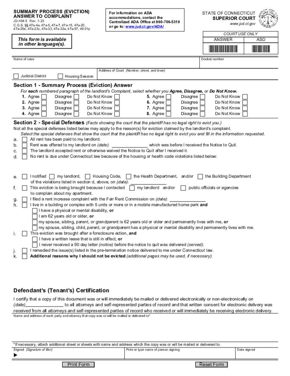  Answer JD HM 5 CT Eviction Guide for Renters 2023-2024