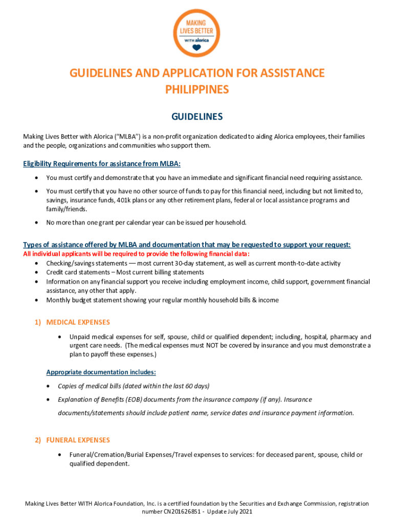  Guidelines and Application for Assistance 2021-2024