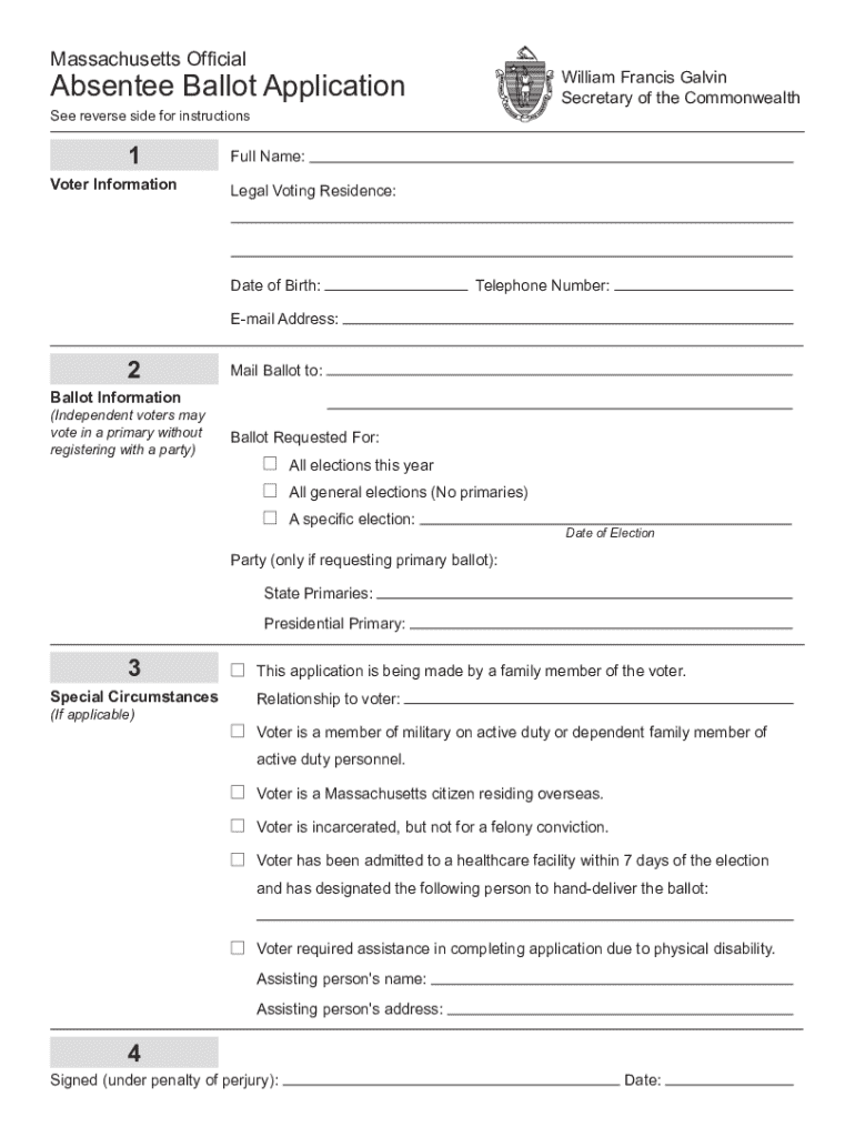 Absentee Ballot Application  Form