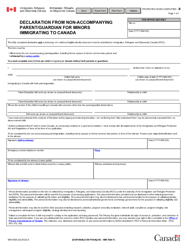 How to Fill Out an IMM 5604 Separation Declaration for Minors 2023-2024