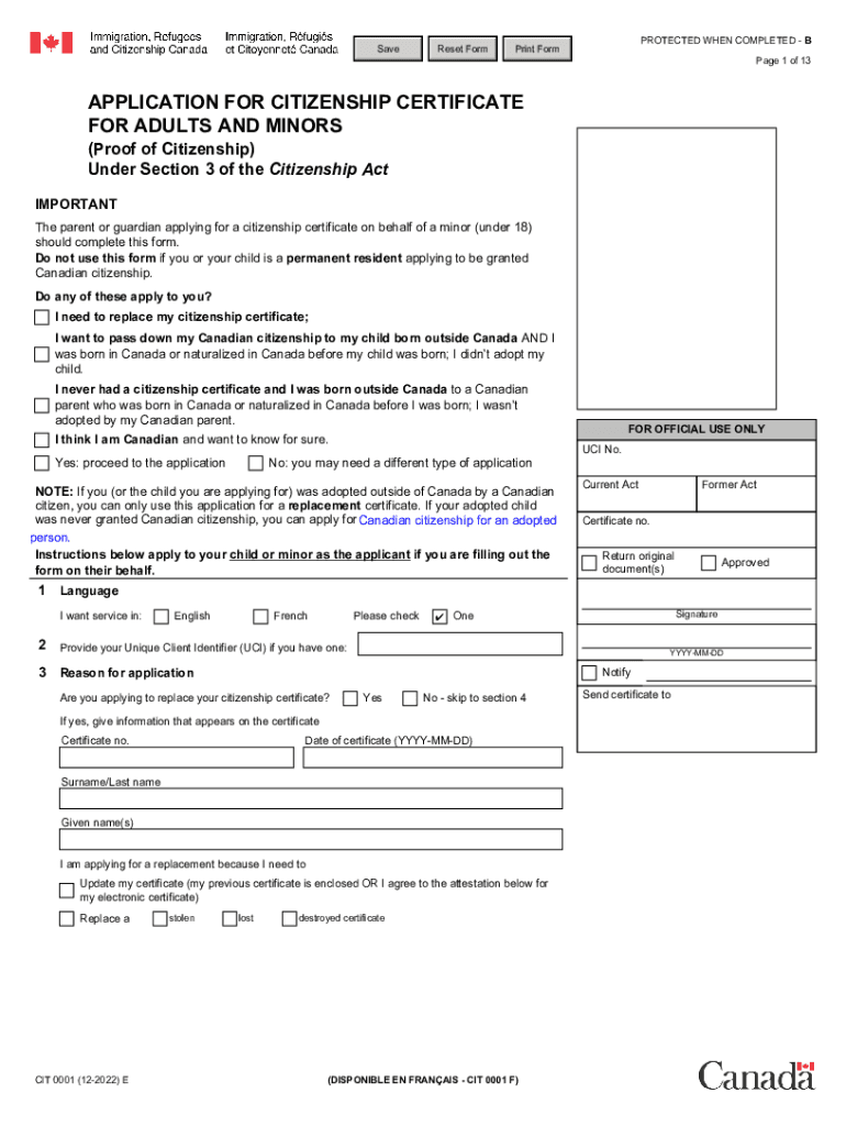  Application for a Citizenship Certificate Adults and Minors 2022-2024