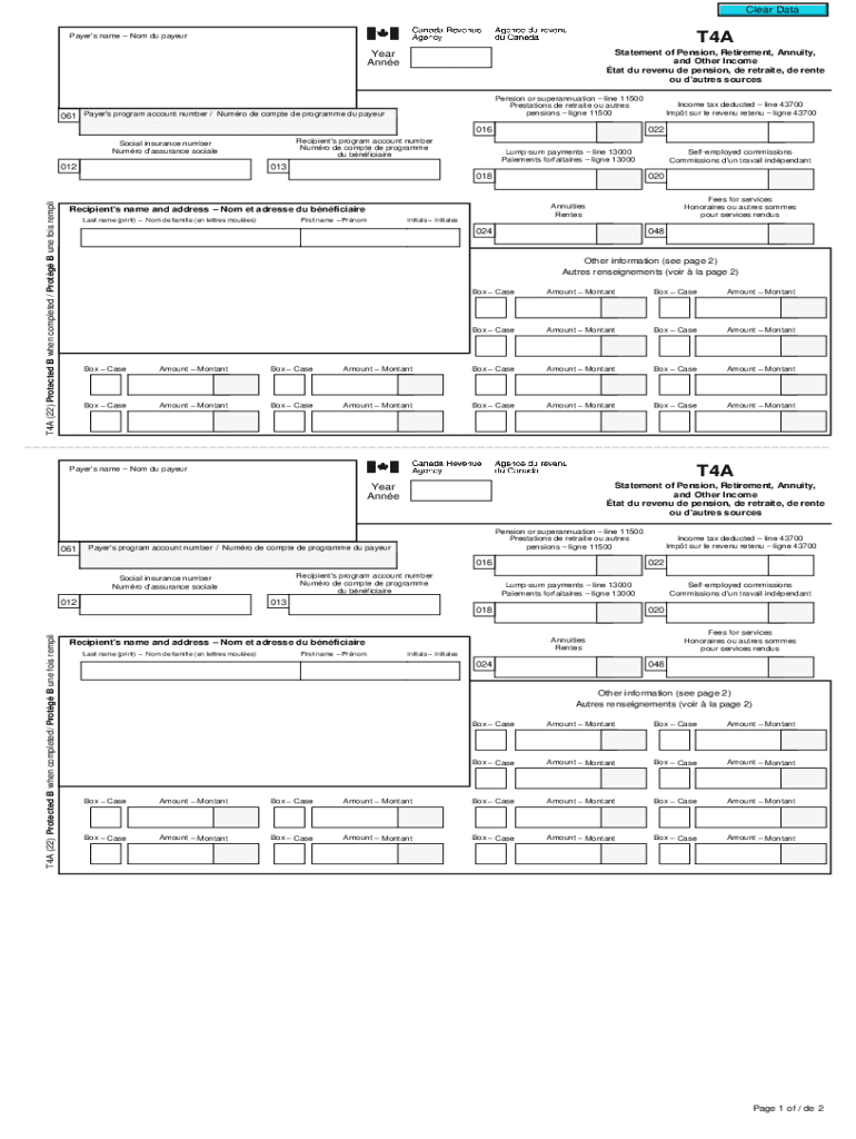 Statement of Pension, Retirement, Annuity, and Other Income  Form