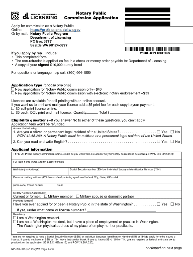  Fees Notaries PublicWashington State WA DOL 2022-2024