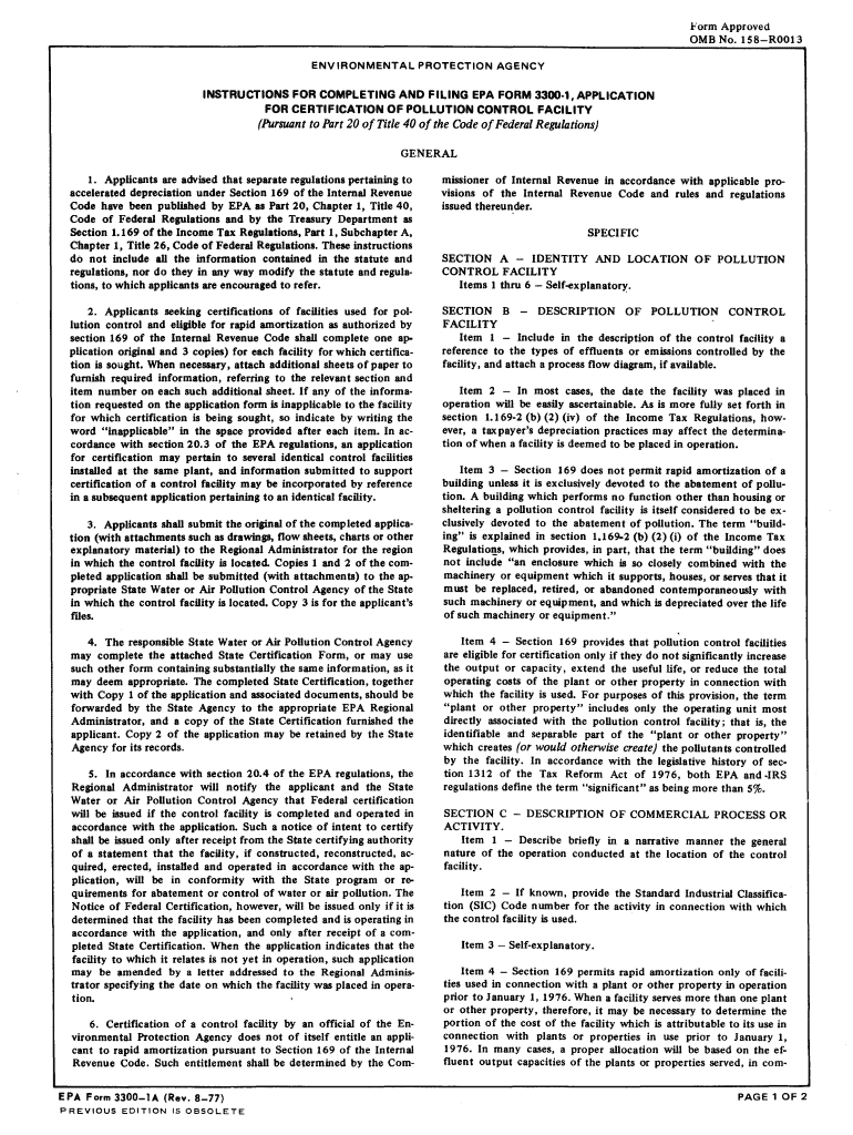 INSTRUCTIONS for COMPLETING and FILING EPA FORM 3300    Epa