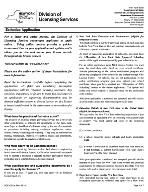Esthetics Application Dos Ny Form