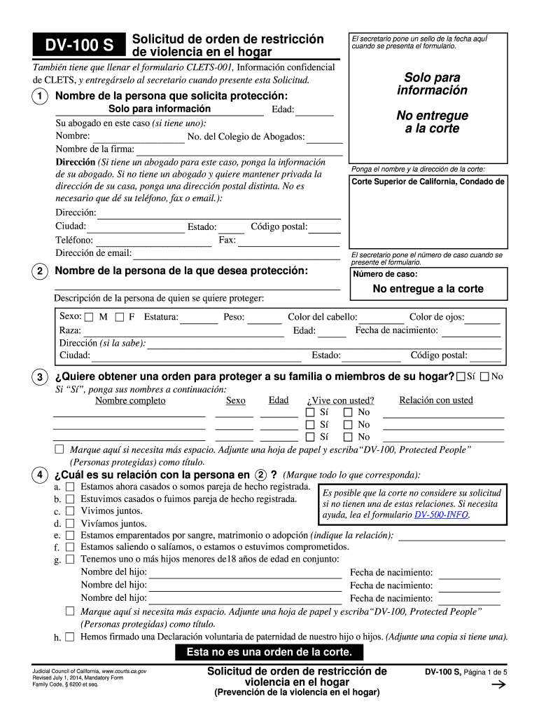  DV 100s California Courts Courts Ca 2014