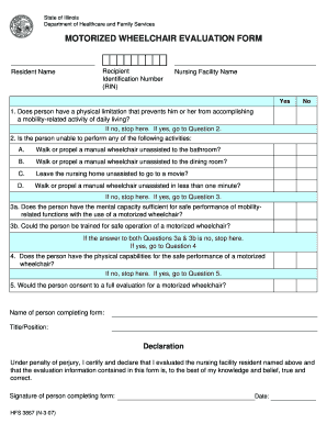 Power Wheelchair Evaluation Form