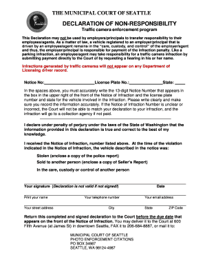 Seattle Declaration of Non Responsibility  Form