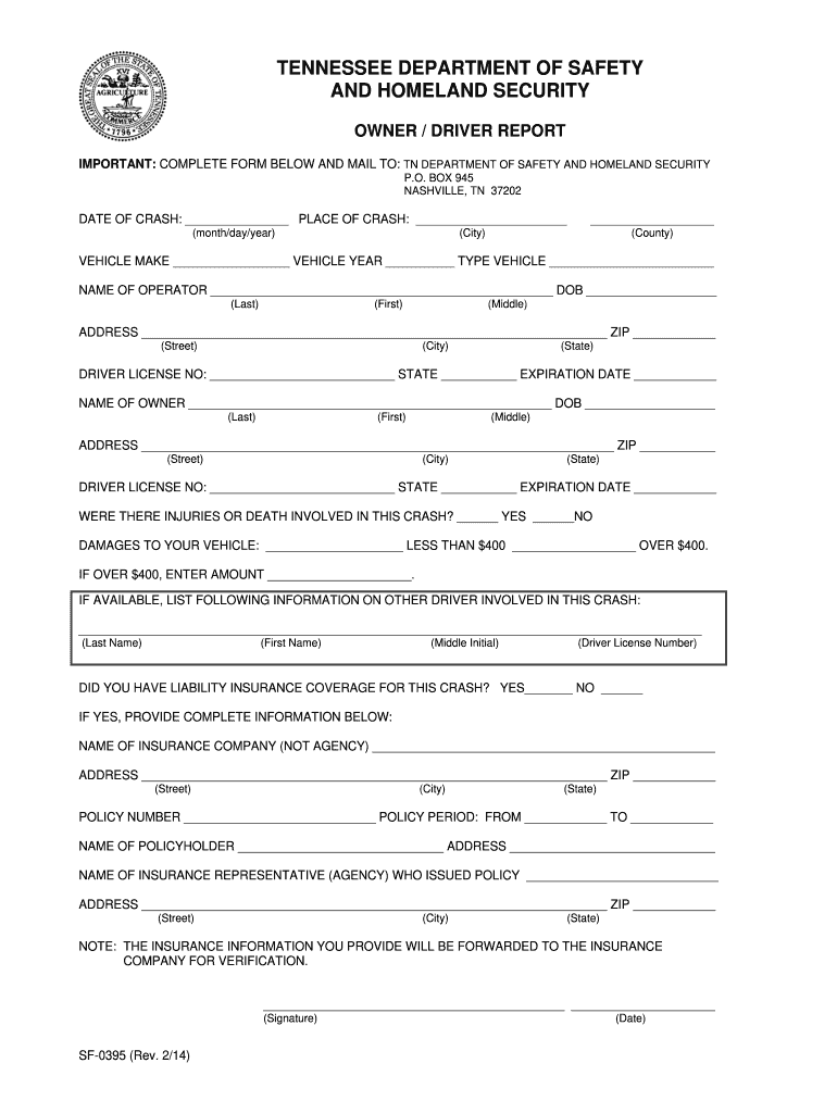 TENNESSEE DEPARTMENT of SAFETY and HOMELAND    Tn  Form