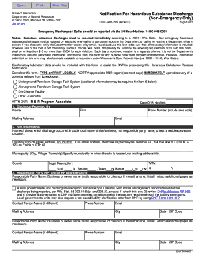  Form 4400 225 Notification for Hazardous Substance Discharge Non Emergency Only Form 4400 225 Notification for Hazardous Substan 2017