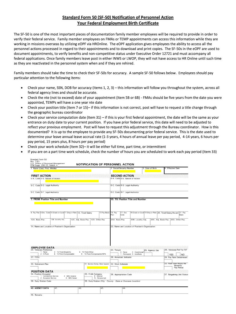 Sf 50 Form