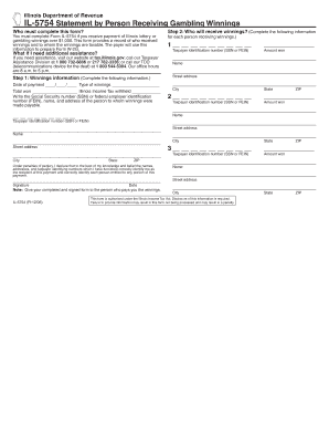  IL 5754 Statement by Person Receiving Gambling Winnings Statement by Person Receiving Gambling Winnings Tax Illinois 2022