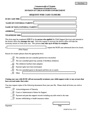 Child Support Closure Form