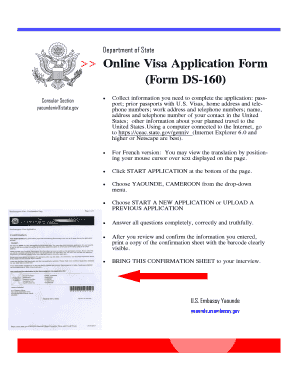 Online Visa Application Form Form DS 160 Yaounde Usembassy