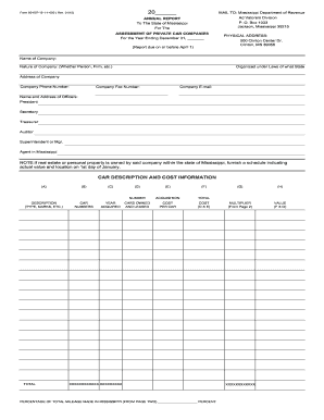 Annual Report Private Rail Car Dor Ms  Form